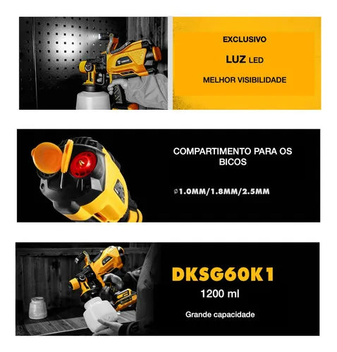 Pistola De Pintura 1.2l 600w 220v Com Led Deko
