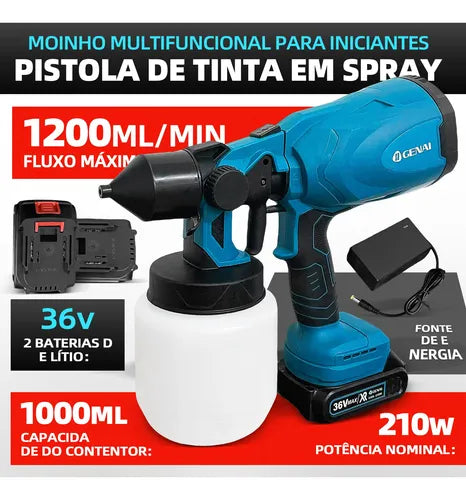 Pistola Pulverizador De Tinta Bateria Portátil Profissional
