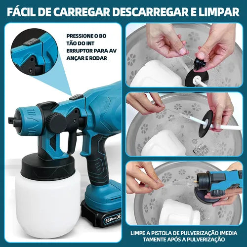 Pistola Pulverizador De Tinta Bateria Portátil Profissional