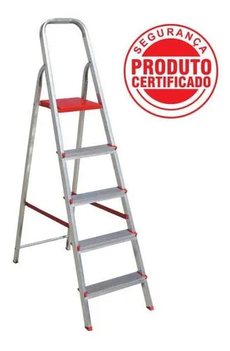 Escada De Aluminio Alta 5 Degraus Botafogo