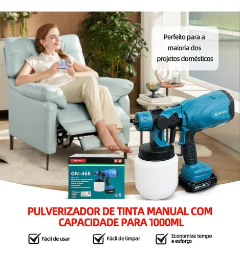 Pistola Pulverizador De Tinta Bateria Portátil Profissional
