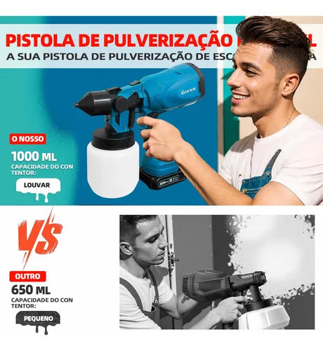 Pistola Pulverizador De Tinta Bateria Portátil Profissional